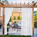 NICETOWN 2 Panels Patio Curtains Outdoor Waterproof, Sticky Tab Top Porch Decor Indoor Outdoor Curtains & Drapes Lightweight & Airy for Garden/Sun Room, White, W54 x L108