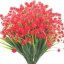 8 Bundles Artificial Daffodil Outdoors Flowers (Red-Daffodil)