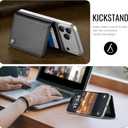 for Magsafe Wallet, Magnetic Phone Wallet with RFID Blocking 6-Card Holder for Men Women Minimalist Slim PU Leather Kickstand for iPhone 17 Air 16 15 14 13 12 Pro Max Plus, Elegant Black
