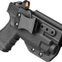 IWB Kydex Light Bearing Holster for Glock 19 Gen5 with Streamlight TLR-8, Friction Retention Level I Holder, Optic Cut Fit Red Dot Sight, Black