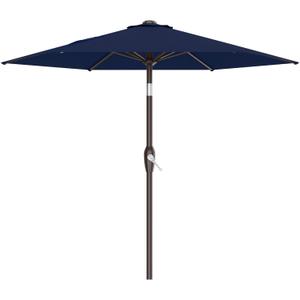 AreShark 7.5FT Patio Umbrella Table Market Umbrella with 6 Sturdy Ribs, Button Tilt/Crank Heavy-Duty Round Outdoor Umbrellas for Garden, Deck, Backyard,and Pool, Navy