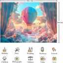 5x3ft Hot Air Balloons Photo Backdrop Dreamy Sky Clouds Backdrop Adventure Girl Baby Shower Background for Girls Birthday Party Diaper Keg Party Decorations Studio Banner Props KUBDJ1454