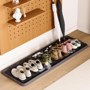 Rubber Boot Tray, Shoe Trays for Entryway, Versatile Boot Mat Tray with Raised Edge, 47"x16" Rubber Mat for Shoe Organizer Indoor/Outdoor Use