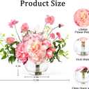 Peonies Artificial Flowers in Vase, Pink Flowers Artificial with Faux Water, Silk Peonies Artificial Flowers Arrangements Indoor Realistic Fake Flowers for Table Wedding Party Home Decor