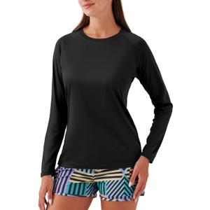 NAVISKIN Women's UPF 50+ Sun Protection Long Sleeve Shirts Rash Guard Shirts Quick Dry Lightweight Hiking Shirts (Black, XXL)