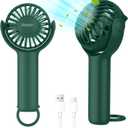 2 x 2 IN 1 Portable Mini Handheld Fan with Keychain Stand, Personal Powerful Cooling Fan, Small Battery Operated Table Fan, Quiet Hand Fan, USB Rechargeable, Birthday Gifts for Women (Dark green)