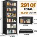 291QT Foldable Storage Cabinet with Wheels & Lid, 6-Tier Black