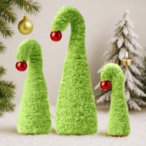 3 Pcs Lime Green Furry Christmas Tree Decorations 3 Sizes Bendable Lime Green Christmas Tree Tabletop Centerpieces Gifts for Indoor Outdoor Xmas Winter Holiday Party Gifts Table Mantel Decor