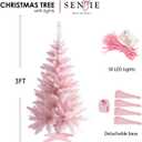Senjie 3FT Mini Christmas Tree, 160 PVC Branch Tips, Cherry Blossom Pink, Battery Operated