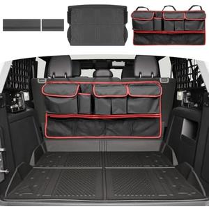 HUYINPJ Cargo Mat Trunk Organizer Compatible with Ford Bronco Back Seat Cover Protector Split Seat Cargo Liner for Ford Bronco 2021 2022 2023 2024 2025 Accessories 4 Door(Cargo mat+Trunk Organizer)