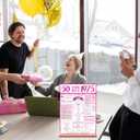 2 x 50th Birthday Party Decorations for Women, Sweet Pink Glitter in 1975 Birthday Decor Poster Acrylic Table Sign, 50th Birthday Party Supplies, Double-Sided