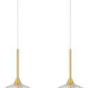 2-Pack Glass Pendant Lights Kitchen Island, 7" Modern Gold Pendant Lighting Adjustable Hanging Light Fixtures for Kitchen, Dining Room, Bathroom, Bedroom