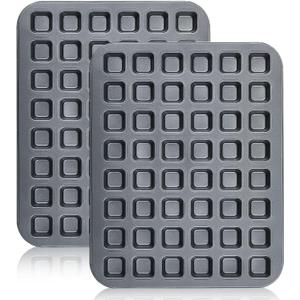 2 Pcs Mini Brownie Bites Pan with Dividers Small Baking Pans 48 Cavity Mini Square Muffin Pan Nonstick Heavy Duty Carbon Steel Cupcake Tool for Christmas Birthday Gift Wedding Party