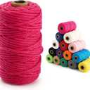 ZEAYEA 15 Rolls Macrame Cord, 3mm x 480 Yards Natural Cotton Macrame Rope, 4-Strand Twisted Soft Cotton Twine String Cord for Artworks, Wall Hanging, Plant Hangers, Crafts, Knitting, 15 Colors