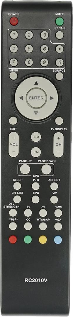 RC2010V Remote Control Replacement fit for VIORE TV LC37VF56 LC32VF56 LC26VF56 LC24VF56 LC22VF56 LC32VH70 LC42VF56 LC32VH56A LC26VH56 LC19VF56 LC37VH70M LC16VH56 LC22VH56PB LC19VH54PB LC22VH70