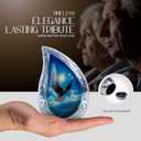 American Eagle Teardrop Keepsake Mini Urn for Human Ashes  Eternal Small Metal Memorial Funeral Urn for Men & Women, Holds 3 Cubic Inches, Patriotic Eagle Design with Velvet Bag