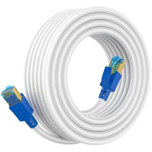 Cat 8 Ethernet Cable 15 ft, 26AWG 40Gbps 2000Mhz Ultra Speed Cat8 LAN Network Cable Patch Cord with Gold Plated RJ45 Connector, Weatherproof UV Resistant for Router/Modem/Gaming/PC/Switch