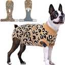 FUAMEY Recovery Suit for Dogs After Surgery,Soft Breathable Dog Bodysuit E-Collar & Cone Alternative Surgical Suit,Male Female Dog Neuter Spay Suits Anti Licking Wounds Onesie Brown Leopard L