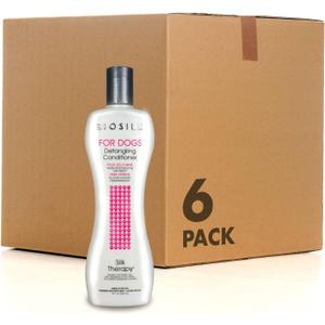 BioSilk for Dogs Silk Therapy Detangling Conditioner | Sulfate and Paraben Free Matted Hair Dog Detangler Conditioner for All Adult Dogs | 12 Fl Oz - 6 Pack, Made in The USA