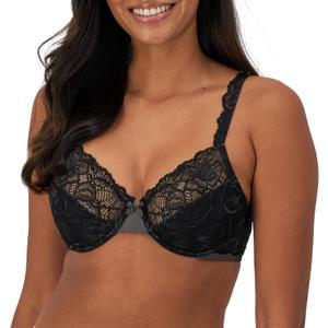Bali Women's Lace Desire Underwire Bra, Full-Coverage Lace Bra with Underwire Cups (38DD, Black)