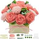 BAZIMA DIY Felt Flower Art Craft Kit,DIY Pink Rose and Carnation Bouquet Kit, Floral Gifts,Beginner Craft Kit,Arrange Pre-Cut Felt Flowers and Foliage