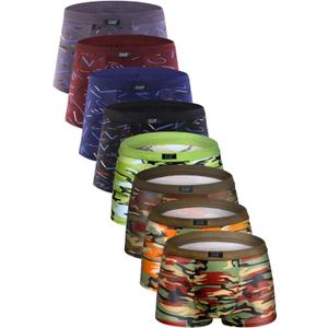 youlehe Men's Underwear Soft Bamboo Viscose Boxer Briefs Stretch Trunks Pack (X-Large, 8 Pack 012)