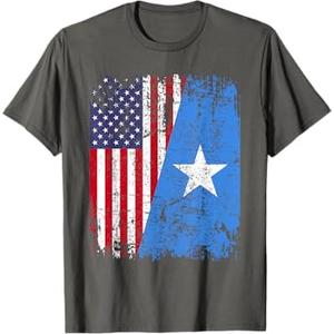 SOMALI ROOTS | Half American Flag | SOMALIA T-Shirt, S