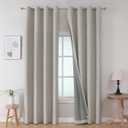 Joydeco 100% Blackout Curtains 63 Inch Length, Living Room Curtains 2 Panels Set, Room Darkening Curtains w/Grommets, Textured Thermal Drapes, Greyish White Blackout Curtains for Bedroom (42x63inch)
