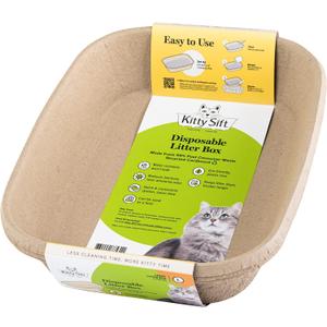 Kitty Sift (6-Pack) Disposable Cat Litter Box, Sustainable, Clean - Large, 6-Pack (6 Piece Set)