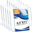 12 Pack Acrylic Sign Holder 8.5 x 11, Clear Plastic Display Stands for Tabletop, L-Shape Acrylic Stands for Flyers, Documents, Office, Restaurants, Vertical Sign Holder 8.5x11 for Desktop