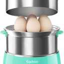 Hard Boiled Egg Cooker - CACHOO 14-Egg Rapid Stainless Steel Egg Boiler with 30-Min Timer & Auto Shut Off, Compact Electric Vegetable Steamer for Cooking, Dishwasher Safe, Aqua (2-Tier)