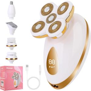 Electric Razors for Women, 5 in 1 Painless Rechargeable Dusk Shaver Womens, Women's Shavers Everything, Lady Leg/Bikini/Face Hair Removal Products, Female Wet Dry Shaving Machine