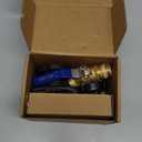 2 Way Garden Hose Splitter, Brass Water Hose Splitter, 3/4" GHT Thread Garden Hose Y Splitter, with Stainless Steel Long Handle, Full Flow Hose Splitter 2 Way Heavy Duty (Blue long handle)