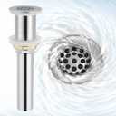 KES Bathroom Sink Grid Drain Without Overflow, Faster Drainage with Anti-Clog Grid, Polished Chrome Vanity & Vessel Drain Strainer, Solid Stainless Steel & Brass, S2021D-CH