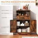 Floor Cabinet, Farmhouse Storage Cabinet with Barn Doors and Drawer, Freestanding Adjustable Shelf Organizer for Bathroom, Kitchen, Living Room Rustic Brown, 39.4"H x 23.6"W x 11.8"D