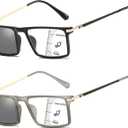 2 Pack Progressive Multifocus Reading Glasses for Men Anti-Blue Light Photochromic Lens Flexible Computer Readers