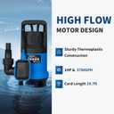 ZLAISS 1HP Submersible Water Pump - 3700 GPH Portable Water Pump with Automatic Float Switch for Removing Muddy Dirty/Clean Water from Swimming Pool, Pond, Garden, Hot Tub