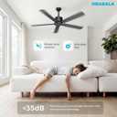 Obabala Outdoor Ceiling Fan No Light, 52 Inch Black Modern Ceiling Fan Without Light, Dual Finish 5 Blades,6 Speed, Reversible Quiet DC Motor for Patios, Garage, Bedroom, Porch, Medium-52"