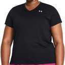 Under Armour Womens Tech Short Sleeve V Neck, Small, Black