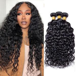 Water Wave Human Hair Bundles 18 20 22 Inch Curly Bundle Human Hair 100% Unprocessed Brazilian Virgin Hair 3 Bundles for Women Wet and Wavy Hair Bundle Extensions Natural Black Human Hair Bundles