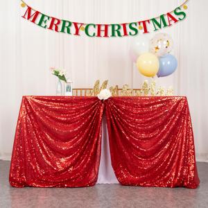 ShiDianYi Sequin Tablecloth Rectangle 50x72-Inch Red Table Cloths for Parties Rectangular Tablecloth Overlay Glitter Red Sequin Fabric Table Linens Birthday/Baby Shower