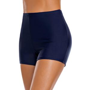 Women's Swim Shorts High Waisted Bathing Suit Bottoms Swimwear Boyshort Swimming Swimsuit Board Shorts (Medium, Navy Blue)
