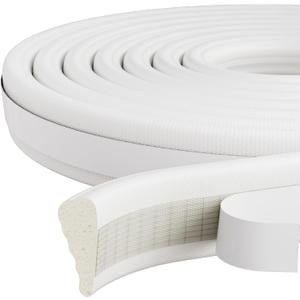 9.8 Ft Weather Stripping Door Seal Strip, Adhesive Foam Insulation Weather Strip for Winter, Soundproofing Weatherstripping for Door Frame Seal, Wedge Window Draft Stopper Gap Filler, White