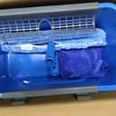 Squeegee with Shelf Storage for Window Cleaning,Window Cleaning Squeegee kit with Bucket&Microfiber Scrubber,Bathroom,Shower Doors,Mirrors,Tiles,and Car Windows Blue, 17.7"L x 10.63"W x 7.87"H