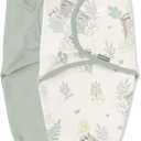 SwaddleMe by Ingenuity Original Swaddle, 100% Cotton, Improves Sleep & Calms Startle Reflex, 0-3 Months, 1.0 TOG, 2-Pack, Baby Swaddle Blanket - Peekaboo Sloth