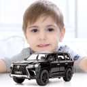 BDTCTK 1/32 Compatible for Lexus LX570 Off-Road in Luxury SUV Model Car, Zinc Alloy Pull Back Toy car with Sound and Light for Kids Boy Girl Gift(Black)