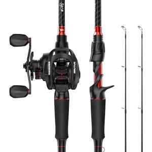 KastKing Brutus Twin-Tip Fishing Rod and Reel Combo, Baitcaster, Spinning & Spincast Combos, IM6 Graphite 2-Piece Rod with Backup Tip Section, EVA Handle, Durable & Sensitive, Freshwater Fishing, 6'0'' - M - Left