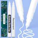 ARTISTRO 2 White Permanent Marker - Waterproof Markers for Tire, Fabric, Rocks, Glass, Ceramic, Wood, Paper - Oil Based Paint Pens - Extra-Fine Tip 0.7mm