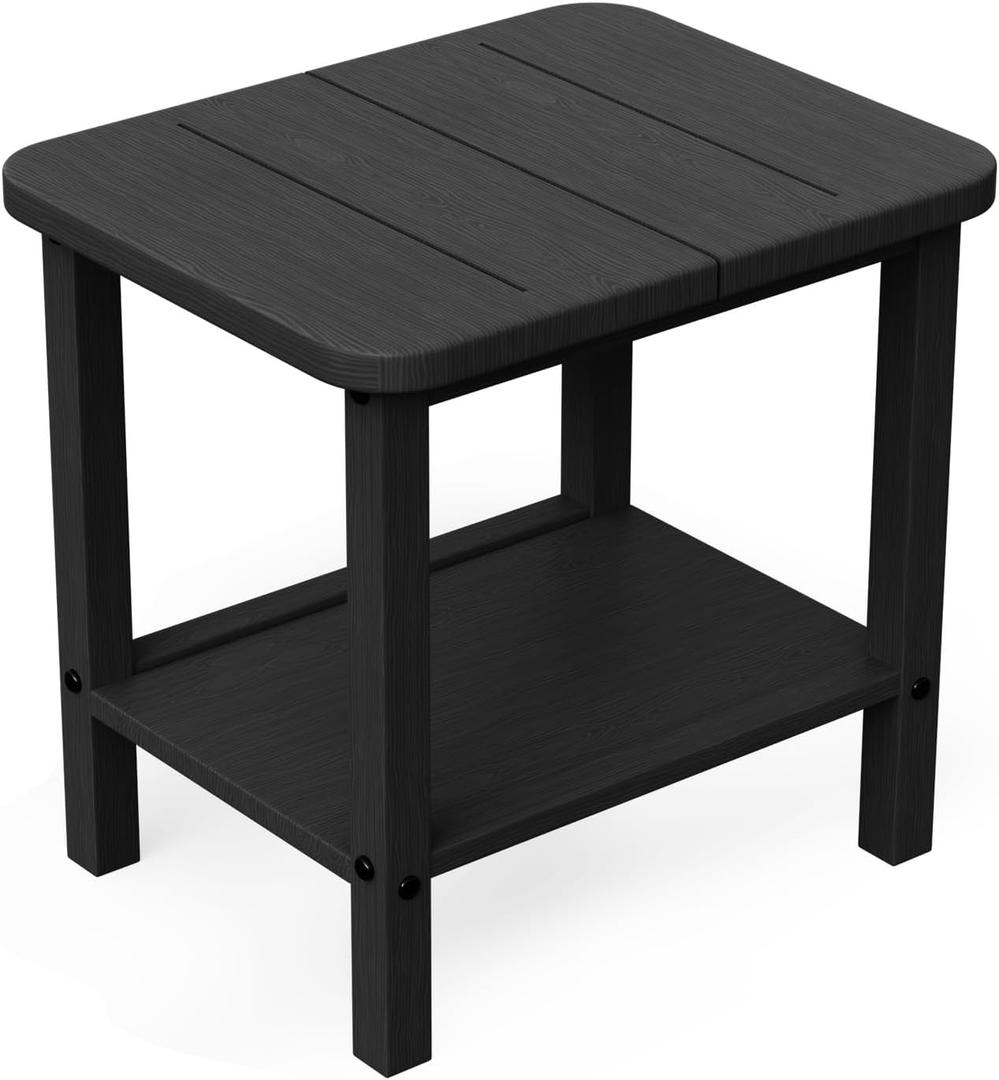 Patio Side Table, Outdoor HDPE Adirondack End Table for Patio,Outdoor Side Table for Backyard, Garden, Pool, Lawn,Black