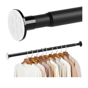 No Drilling Closet Rod, 27.5-82 Inches Hanging Closet Rod for Clothes, Closet Bar & Pole Heavy-duty, Closet Rods for Hanging Clothes For Closet Wardrobes Bathroom Laundry RV Curtains, Black